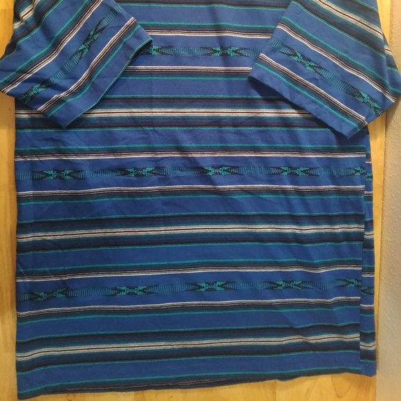 Vintage 90s McIntosh & Seymour Striped Aztec Pattern T-Shirt - Picture 3 of 7